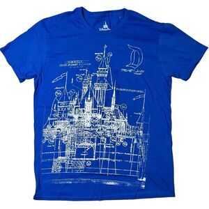 Disneyland Resort Castle Blue Disney Parks Blueprint T-Shirt Vacation Womens L
